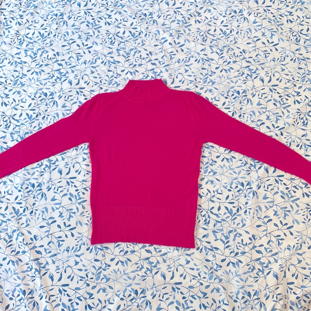 4 for $25 Body Hugging Turtle Mock Neck Pink Sweater